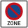 Zeichen 290.1 Blauer Kreis mit rotem diagonalen Balken und dem Wort "Zone"